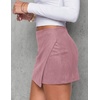 image:imagePRETTYGARDEN Fall Mini Skirts for Women 2026 Trendy High Waisted Asymmetrical Knit Suede Skirt Shorts Cute Y2k OutfitsPink
