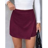 image:imagePRETTYGARDEN Fall Mini Skirts for Women 2026 Trendy High Waisted Asymmetrical Knit Suede Skirt Shorts Cute Y2k OutfitsWine Red