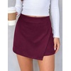image:imagePRETTYGARDEN Fall Mini Skirts for Women 2026 Trendy High Waisted Asymmetrical Knit Suede Skirt Shorts Cute Y2k OutfitsWine Red