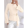 image:imagePRETTYGARDEN Long Sleeve Shirts for Women Asymmetricall Tops  Dressy Casual Blouses Slim Fit Waist Tie Ruched Top Soft Stretchy Going Out Work Office Outfit 2026 Fall Fashion ClothesBeige
