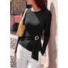 image:imagePRETTYGARDEN Long Sleeve Shirts for Women Asymmetricall Tops  Dressy Casual Blouses Slim Fit Waist Tie Ruched Top Soft Stretchy Going Out Work Office Outfit 2026 Fall Fashion ClothesBlack