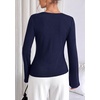 image:imagePRETTYGARDEN Long Sleeve Shirts for Women Asymmetricall Tops  Dressy Casual Blouses Slim Fit Waist Tie Ruched Top Soft Stretchy Going Out Work Office Outfit 2026 Fall Fashion ClothesNavy Blue