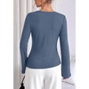 image:imagePRETTYGARDEN Long Sleeve Shirts for Women Asymmetricall Tops  Dressy Casual Blouses Slim Fit Waist Tie Ruched Top Soft Stretchy Going Out Work Office Outfit 2026 Fall Fashion ClothesGrey Blue
