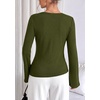 image:imagePRETTYGARDEN Long Sleeve Shirts for Women Asymmetricall Tops  Dressy Casual Blouses Slim Fit Waist Tie Ruched Top Soft Stretchy Going Out Work Office Outfit 2026 Fall Fashion ClothesArmy Green