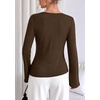 image:imagePRETTYGARDEN Long Sleeve Shirts for Women Asymmetricall Tops  Dressy Casual Blouses Slim Fit Waist Tie Ruched Top Soft Stretchy Going Out Work Office Outfit 2026 Fall Fashion ClothesBrown