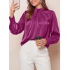 image:imagePRETTYGARDEN Satin Tops for Women Mock Neck Pleated Long Sleeve Shirts  Wrinkle Resistant Silky BlousesDressy Casual Fall ClothesVersatile Business Casual OufitsFashion ClothingPurple