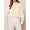 image:imagePRETTYGARDEN Satin Tops for Women Mock Neck Pleated Long Sleeve Shirts  Wrinkle Resistant Silky BlousesDressy Casual Fall ClothesVersatile Business Casual OufitsFashion ClothingBeige
