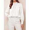 image:imagePRETTYGARDEN Satin Tops for Women Mock Neck Pleated Long Sleeve Shirts  Wrinkle Resistant Silky BlousesDressy Casual Fall ClothesVersatile Business Casual OufitsFashion ClothingWhite