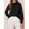 image:imagePRETTYGARDEN Satin Tops for Women Mock Neck Pleated Long Sleeve Shirts  Wrinkle Resistant Silky BlousesDressy Casual Fall ClothesVersatile Business Casual OufitsFashion ClothingBlack
