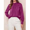 image:imagePRETTYGARDEN Satin Tops for Women Mock Neck Pleated Long Sleeve Shirts  Wrinkle Resistant Silky BlousesDressy Casual Fall ClothesVersatile Business Casual OufitsFashion ClothingPurple