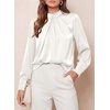 image:imagePRETTYGARDEN Satin Tops for Women Mock Neck Pleated Long Sleeve Shirts  Wrinkle Resistant Silky BlousesDressy Casual Fall ClothesVersatile Business Casual OufitsFashion ClothingWhite