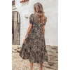 image:imagePRETTYGARDEN Summer Dresses for Women 2026 Casual Floral Boho Midi Sun Dress Puff Short Sleeve Flowy Beach Vacation SundressBlackBeige