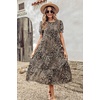 image:imagePRETTYGARDEN Summer Dresses for Women 2026 Casual Floral Boho Midi Sun Dress Puff Short Sleeve Flowy Beach Vacation SundressBlackBeige