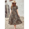 image:imagePRETTYGARDEN Summer Dresses for Women 2026 Casual Floral Boho Midi Sun Dress Puff Short Sleeve Flowy Beach Vacation SundressBlackBeige