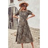 image:imagePRETTYGARDEN Summer Dresses for Women 2026 Casual Floral Boho Midi Sun Dress Puff Short Sleeve Flowy Beach Vacation SundressBlackBeige