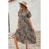 image:imagePRETTYGARDEN Summer Dresses for Women 2026 Casual Floral Boho Midi Sun Dress Puff Short Sleeve Flowy Beach Vacation SundressBlackBeige