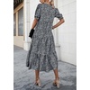 image:imagePRETTYGARDEN Summer Dresses for Women 2026 Casual Floral Boho Midi Sun Dress Puff Short Sleeve Flowy Beach Vacation SundressBlackWhite