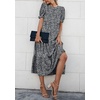 image:imagePRETTYGARDEN Summer Dresses for Women 2026 Casual Floral Boho Midi Sun Dress Puff Short Sleeve Flowy Beach Vacation SundressBlackWhite