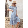 image:imagePRETTYGARDEN Summer Dresses for Women 2026 Casual Floral Boho Midi Sun Dress Puff Short Sleeve Flowy Beach Vacation SundressBlue
