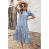 image:imagePRETTYGARDEN Summer Dresses for Women 2026 Casual Floral Boho Midi Sun Dress Puff Short Sleeve Flowy Beach Vacation SundressBlue