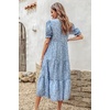 image:imagePRETTYGARDEN Summer Dresses for Women 2026 Casual Floral Boho Midi Sun Dress Puff Short Sleeve Flowy Beach Vacation SundressBlue