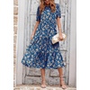image:imagePRETTYGARDEN Summer Dresses for Women 2026 Casual Floral Boho Midi Sun Dress Puff Short Sleeve Flowy Beach Vacation SundressBlue Apricot