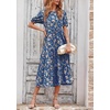 image:imagePRETTYGARDEN Summer Dresses for Women 2026 Casual Floral Boho Midi Sun Dress Puff Short Sleeve Flowy Beach Vacation SundressBlue Apricot