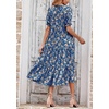 image:imagePRETTYGARDEN Summer Dresses for Women 2026 Casual Floral Boho Midi Sun Dress Puff Short Sleeve Flowy Beach Vacation SundressBlue Apricot
