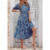 image:imagePRETTYGARDEN Summer Dresses for Women 2026 Casual Floral Boho Midi Sun Dress Puff Short Sleeve Flowy Beach Vacation SundressBlue Apricot