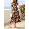 image:imagePRETTYGARDEN Summer Dresses for Women 2026 Casual Floral Boho Midi Sun Dress Puff Short Sleeve Flowy Beach Vacation SundressBrown Beige