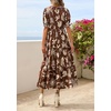 image:imagePRETTYGARDEN Summer Dresses for Women 2026 Casual Floral Boho Midi Sun Dress Puff Short Sleeve Flowy Beach Vacation SundressBrown Beige