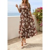 image:imagePRETTYGARDEN Summer Dresses for Women 2026 Casual Floral Boho Midi Sun Dress Puff Short Sleeve Flowy Beach Vacation SundressBrown Beige