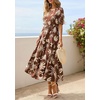 image:imagePRETTYGARDEN Summer Dresses for Women 2026 Casual Floral Boho Midi Sun Dress Puff Short Sleeve Flowy Beach Vacation SundressBrown Beige