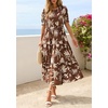image:imagePRETTYGARDEN Summer Dresses for Women 2026 Casual Floral Boho Midi Sun Dress Puff Short Sleeve Flowy Beach Vacation SundressBrown Beige