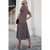 image:imagePRETTYGARDEN Summer Dresses for Women 2026 Casual Floral Boho Midi Sun Dress Puff Short Sleeve Flowy Beach Vacation SundressCoffee