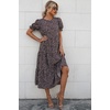 image:imagePRETTYGARDEN Summer Dresses for Women 2026 Casual Floral Boho Midi Sun Dress Puff Short Sleeve Flowy Beach Vacation SundressCoffee