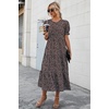 image:imagePRETTYGARDEN Summer Dresses for Women 2026 Casual Floral Boho Midi Sun Dress Puff Short Sleeve Flowy Beach Vacation SundressCoffee