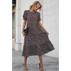 image:imagePRETTYGARDEN Summer Dresses for Women 2026 Casual Floral Boho Midi Sun Dress Puff Short Sleeve Flowy Beach Vacation SundressCoffee