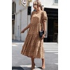 image:imagePRETTYGARDEN Summer Dresses for Women 2026 Casual Floral Boho Midi Sun Dress Puff Short Sleeve Flowy Beach Vacation SundressCoffee Apricot Leopard