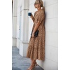 image:imagePRETTYGARDEN Summer Dresses for Women 2026 Casual Floral Boho Midi Sun Dress Puff Short Sleeve Flowy Beach Vacation SundressCoffee Apricot Leopard