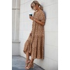 image:imagePRETTYGARDEN Summer Dresses for Women 2026 Casual Floral Boho Midi Sun Dress Puff Short Sleeve Flowy Beach Vacation SundressCoffee Apricot Leopard