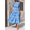image:imagePRETTYGARDEN Summer Dresses for Women 2026 Casual Floral Boho Midi Sun Dress Puff Short Sleeve Flowy Beach Vacation SundressFloral Blue