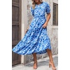 image:imagePRETTYGARDEN Summer Dresses for Women 2026 Casual Floral Boho Midi Sun Dress Puff Short Sleeve Flowy Beach Vacation SundressFloral Blue