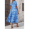 image:imagePRETTYGARDEN Summer Dresses for Women 2026 Casual Floral Boho Midi Sun Dress Puff Short Sleeve Flowy Beach Vacation SundressFloral Blue