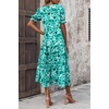 image:imagePRETTYGARDEN Summer Dresses for Women 2026 Casual Floral Boho Midi Sun Dress Puff Short Sleeve Flowy Beach Vacation SundressFloral Green