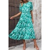 image:imagePRETTYGARDEN Summer Dresses for Women 2026 Casual Floral Boho Midi Sun Dress Puff Short Sleeve Flowy Beach Vacation SundressFloral Green