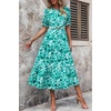 image:imagePRETTYGARDEN Summer Dresses for Women 2026 Casual Floral Boho Midi Sun Dress Puff Short Sleeve Flowy Beach Vacation SundressFloral Green