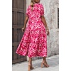 image:imagePRETTYGARDEN Summer Dresses for Women 2026 Casual Floral Boho Midi Sun Dress Puff Short Sleeve Flowy Beach Vacation SundressFloral Rose Red