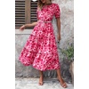 image:imagePRETTYGARDEN Summer Dresses for Women 2026 Casual Floral Boho Midi Sun Dress Puff Short Sleeve Flowy Beach Vacation SundressFloral Rose Red