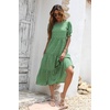 image:imagePRETTYGARDEN Summer Dresses for Women 2026 Casual Floral Boho Midi Sun Dress Puff Short Sleeve Flowy Beach Vacation SundressGreen